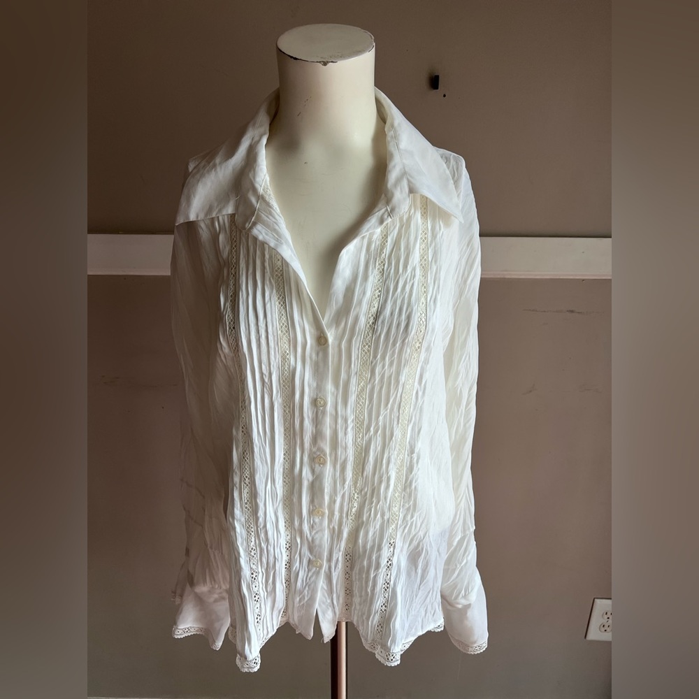 Allison Taylor White Blouse with Lace Details